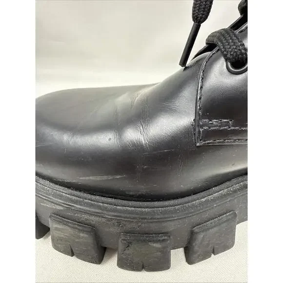 Prada Lug Sole Leather combat Boots Size 38
